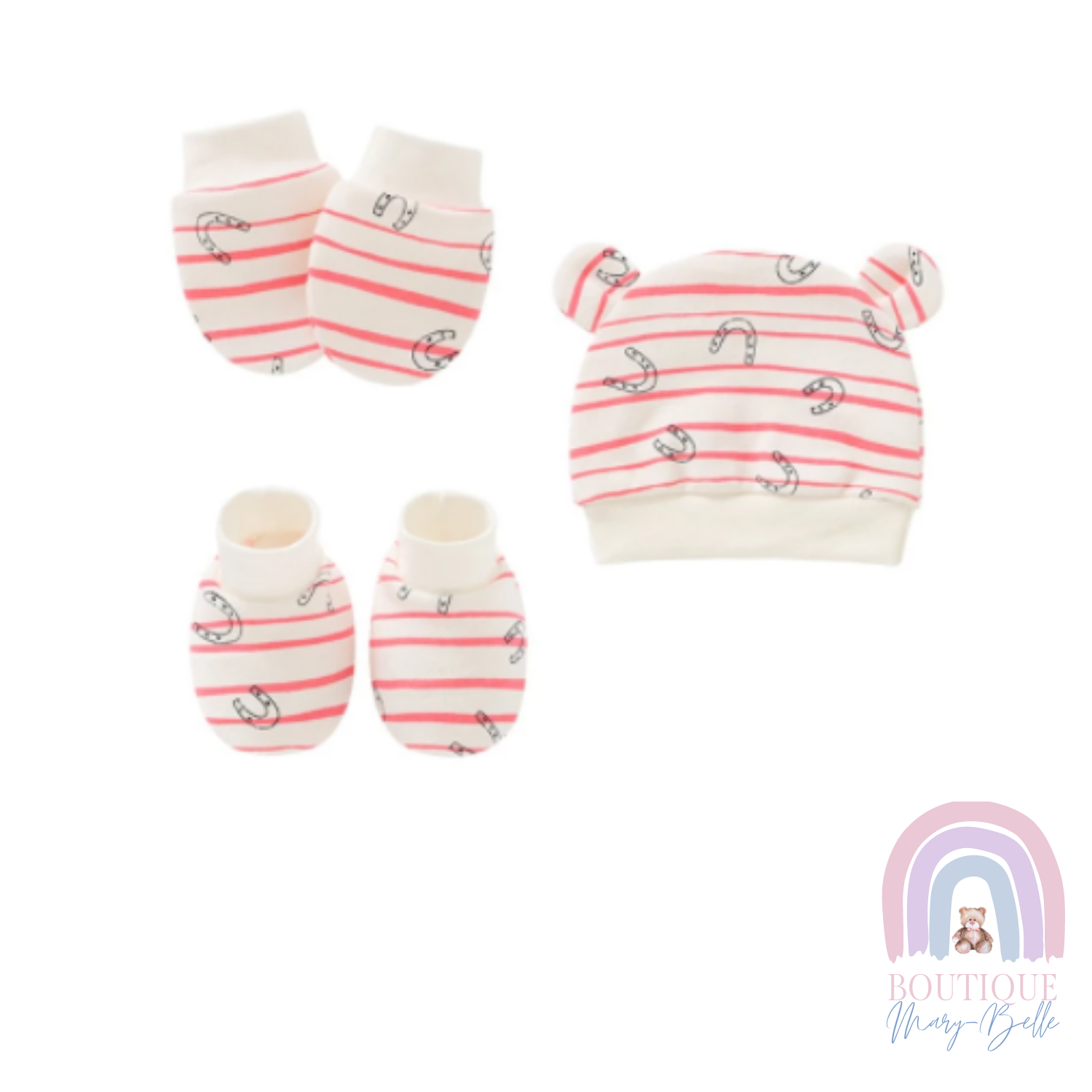 BRANDY BONNET, BOOTIES AND MITTEN SET