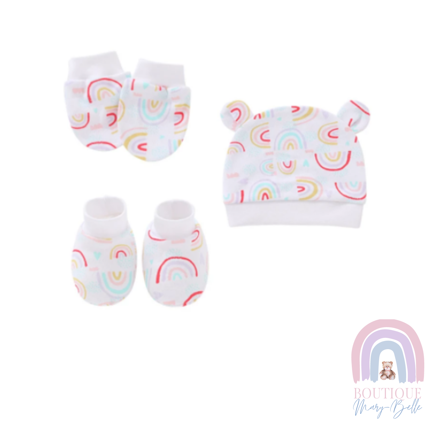 BRANDY BONNET, BOOTIES AND MITTEN SET