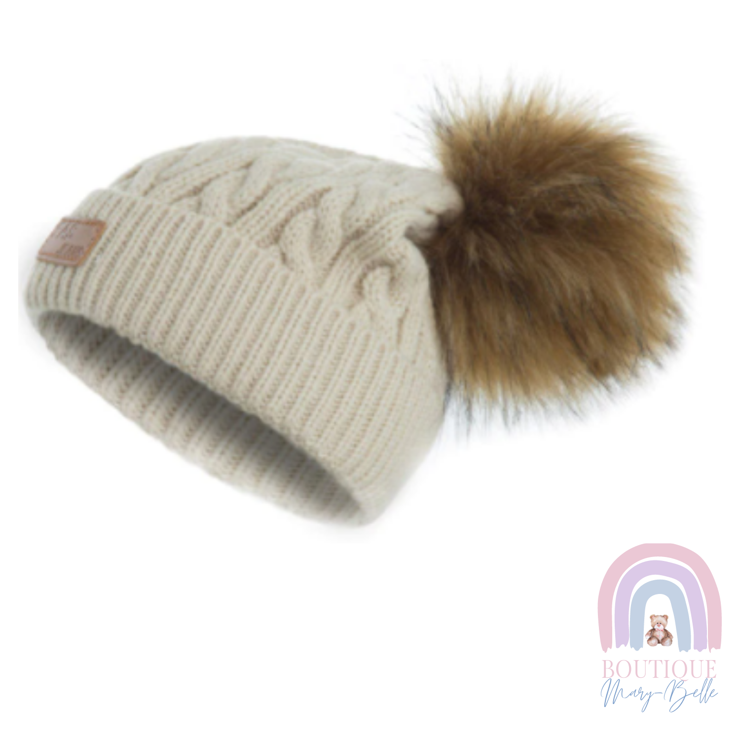 RHONIQUE  REMOVABLE POM POM BEANIE.