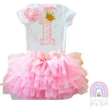 Load image into Gallery viewer, TABITHA TULLE TUTU FIRST BIRTHDAY OUTFIT.
