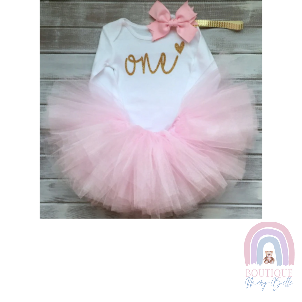 TAYISHA TULLE AND TUTU FIRST BIRTHDAY OUTFIT.