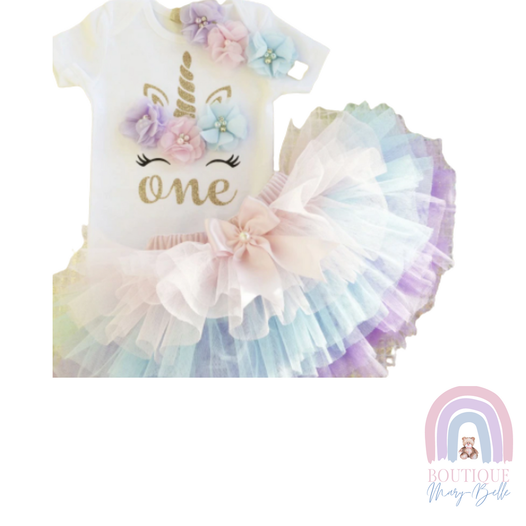 TRINA TULLE AND TUTU FIRST BIRTHDAY OUTFIT.