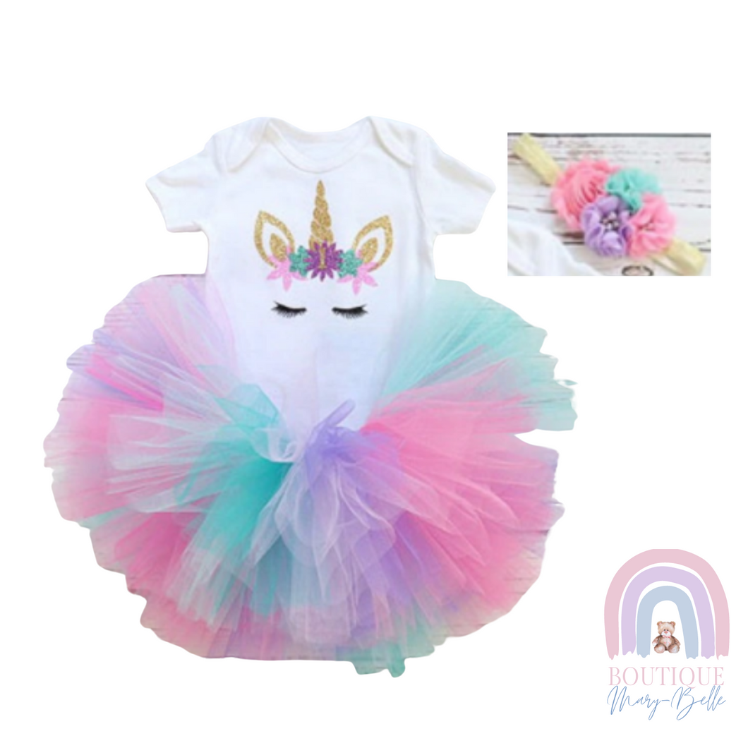 TAHNIAH TULLE TUTU FIRST BIRTHDAY OUTFIT.