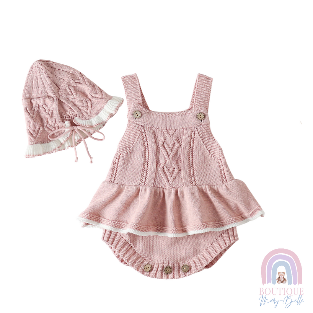 DELANEY ROMPER AND BONNET SET