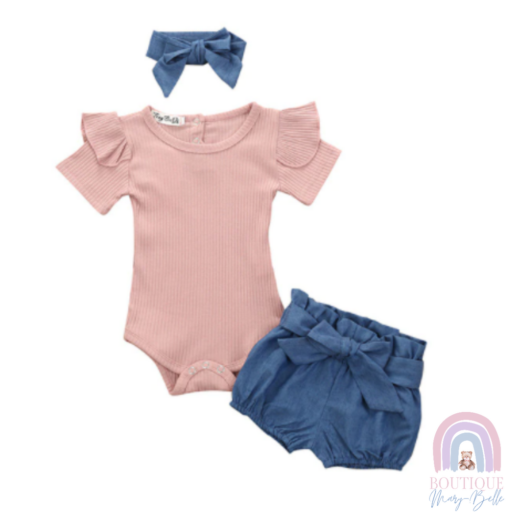 CAMILA BODYSUIT, SHORT & HEADBAND SET