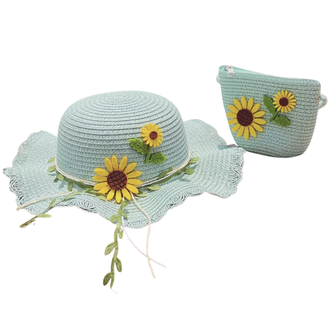 SUN FLOWER SUN HAT AND COIN PURSE