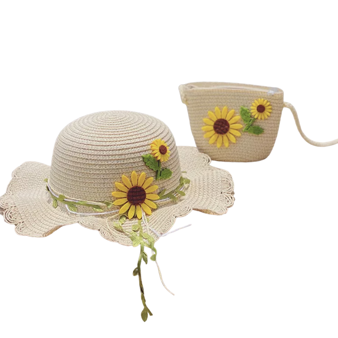 SUN FLOWER SUN HAT AND COIN PURSE
