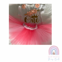 Load image into Gallery viewer, TAYLIN TULLE TUTU FIRST BIRTHDAY OUTFIT.
