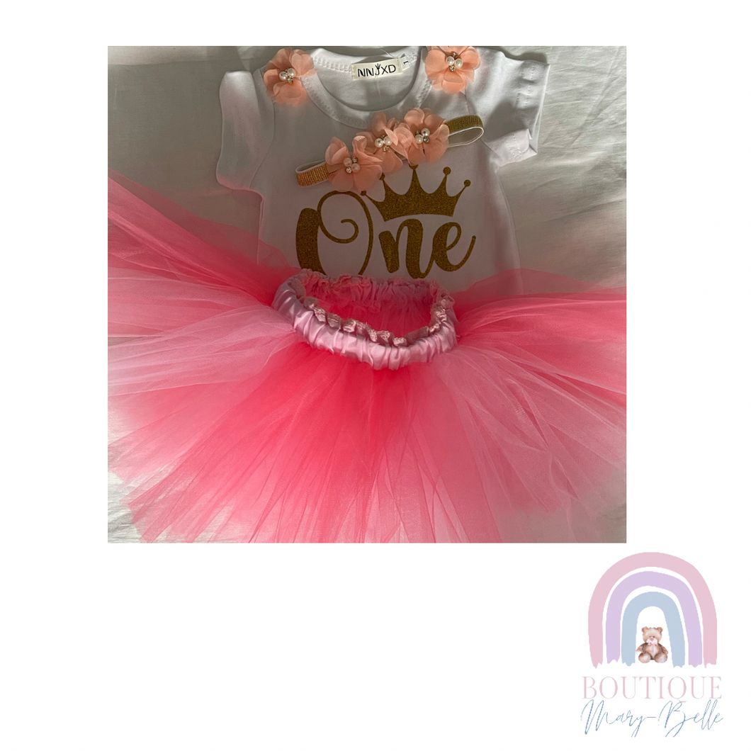 TAYLIN TULLE TUTU FIRST BIRTHDAY OUTFIT.