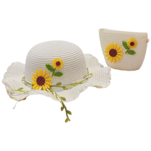 Load image into Gallery viewer, SUN FLOWER SUN HAT AND COIN PURSE
