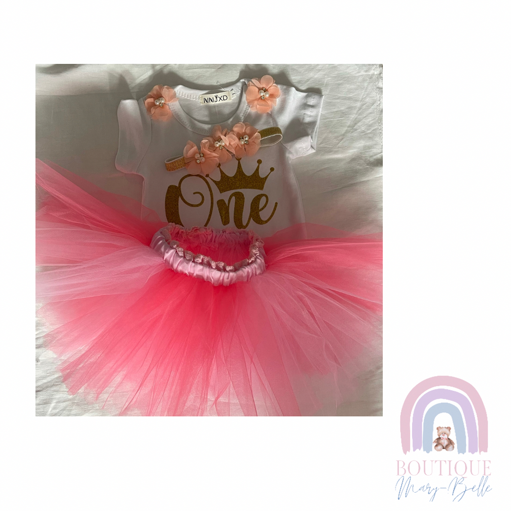 TAYLIN TULLE TUTU FIRST BIRTHDAY OUTFIT.