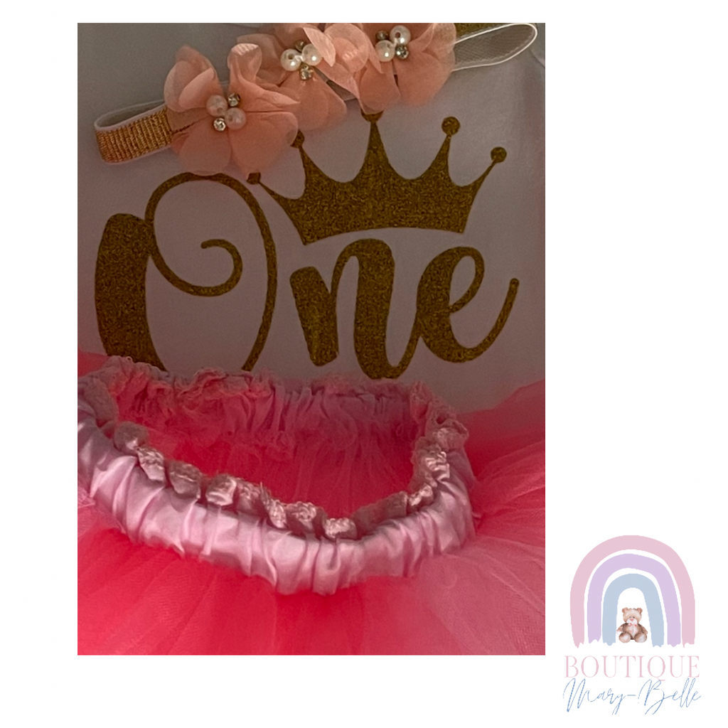 TAYLIN TULLE TUTU FIRST BIRTHDAY OUTFIT.