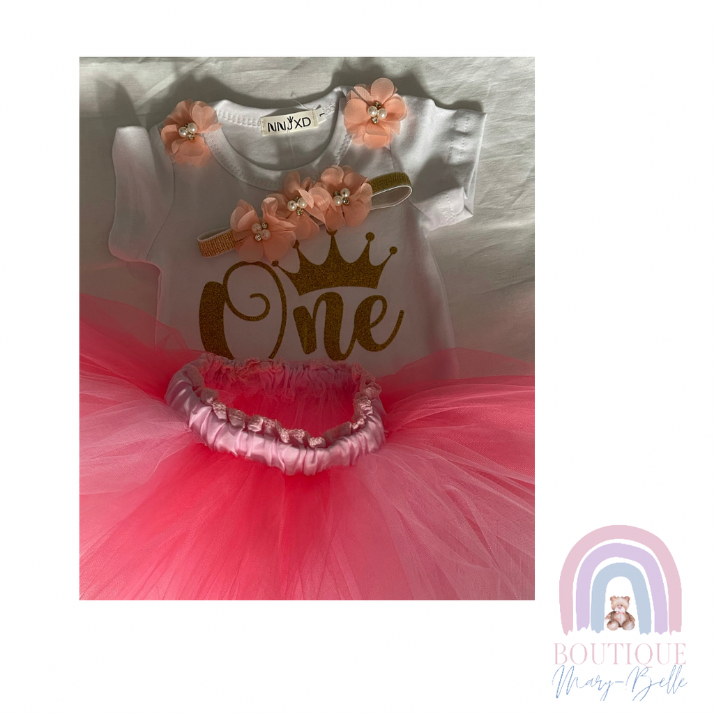 TAYLIN TULLE TUTU FIRST BIRTHDAY OUTFIT.