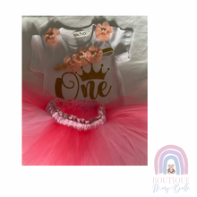 Load image into Gallery viewer, TAYLIN TULLE TUTU FIRST BIRTHDAY OUTFIT.
