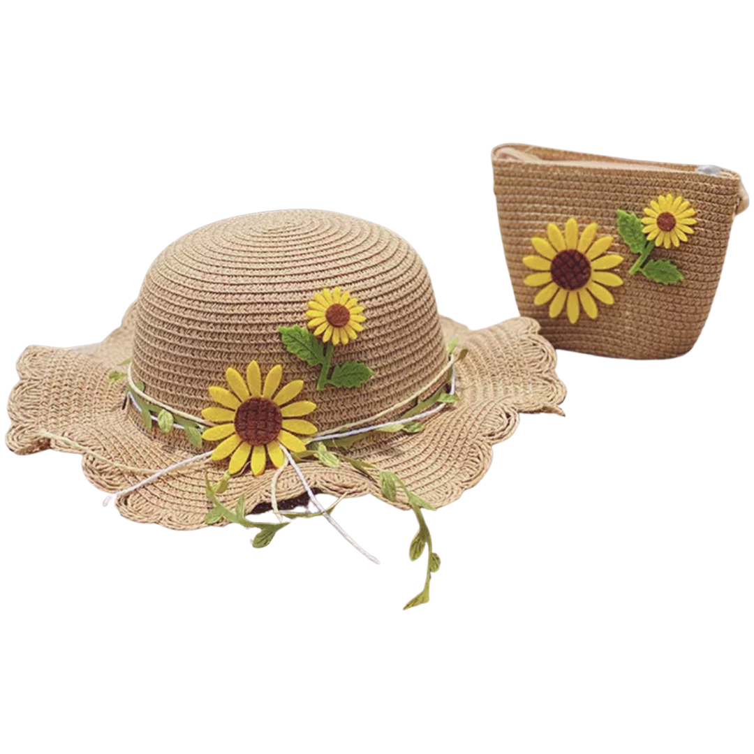 SUN FLOWER SUN HAT AND COIN PURSE